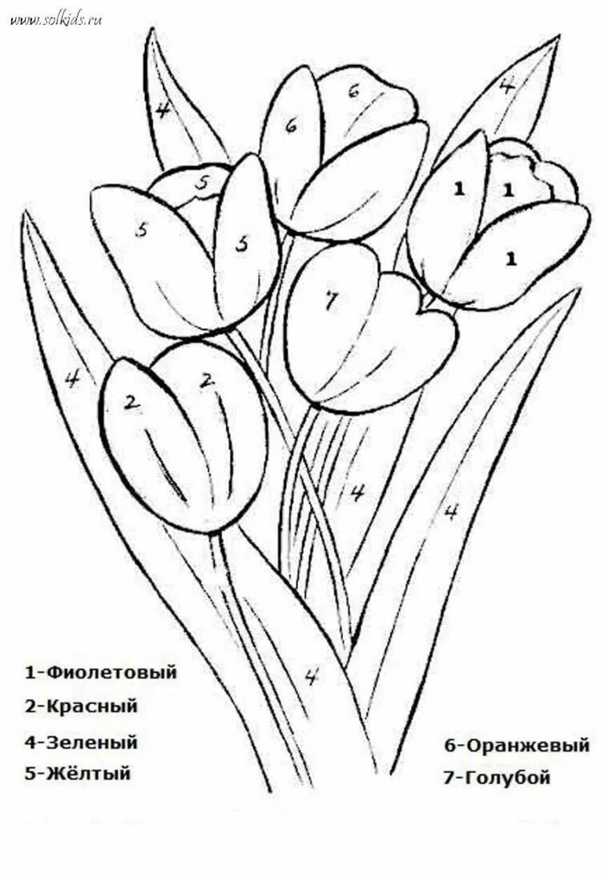 Amazing tulip coloring pages for 5-6 year olds