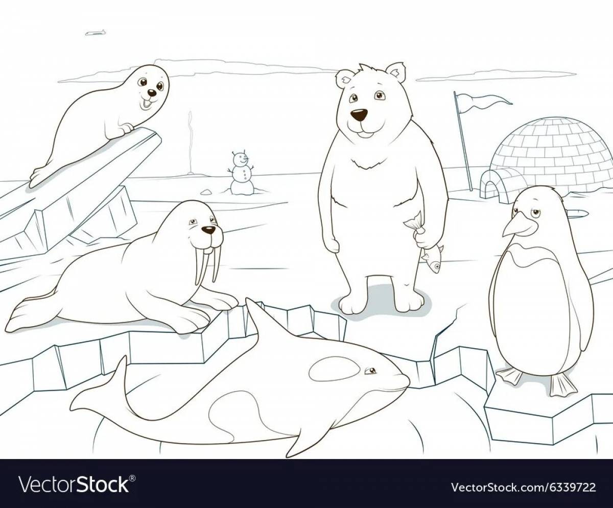 Очаровательная раскраска с воющим арктическим волком