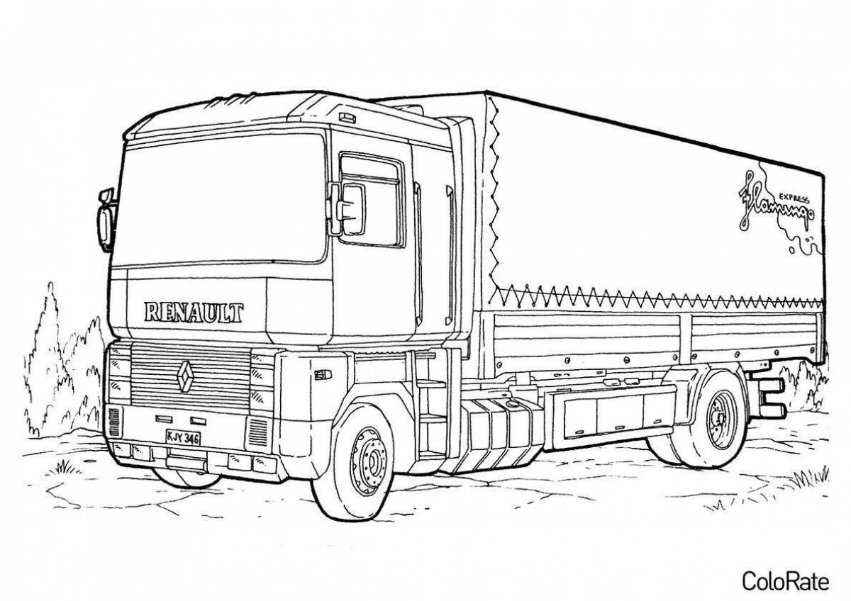 Tempting coloring book KAMAZ for children 4-5 years old