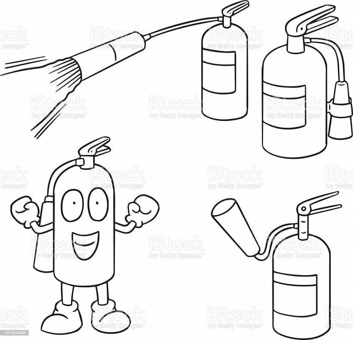 Colorful fire extinguisher coloring book for 3-4 year olds