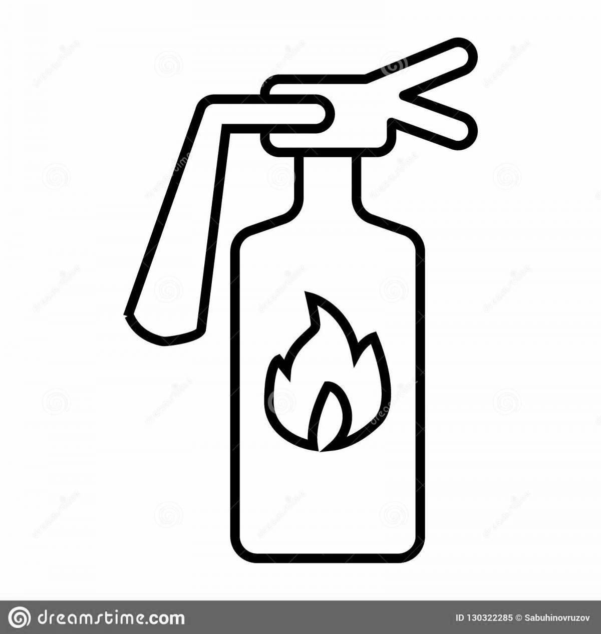 Coloring book fire extinguisher for kids