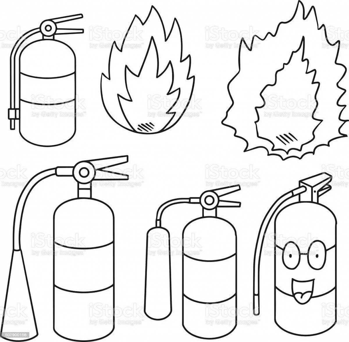 Fun fire extinguisher coloring book for kids