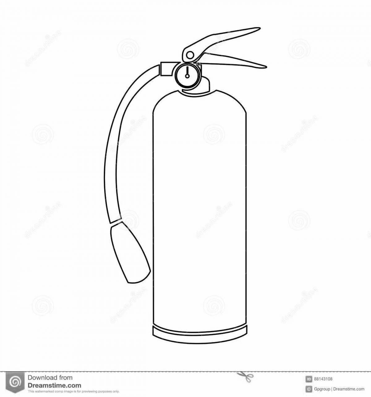 Playful fire extinguisher coloring page for babies