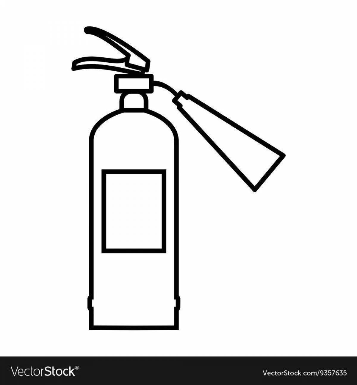 Coloring page with fire extinguisher for kids