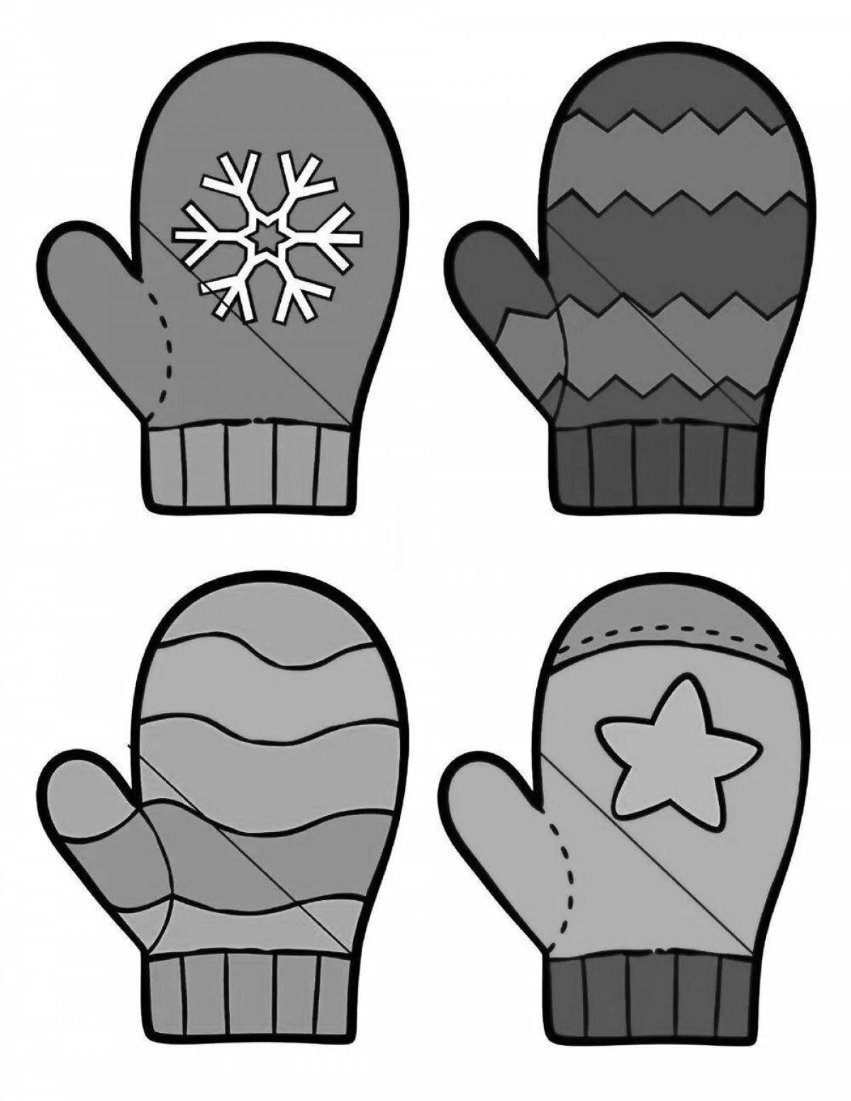 Nostalgic mittens coloring for kindergarten