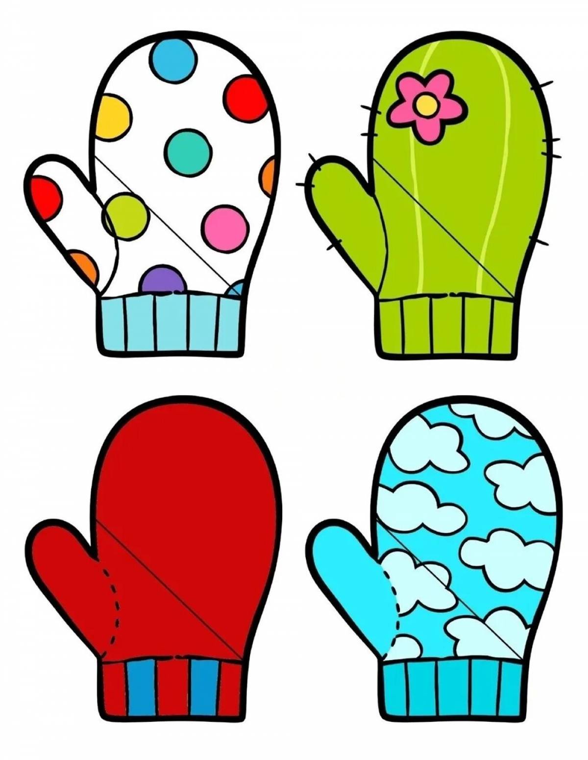 Refreshing mittens coloring for kindergarten