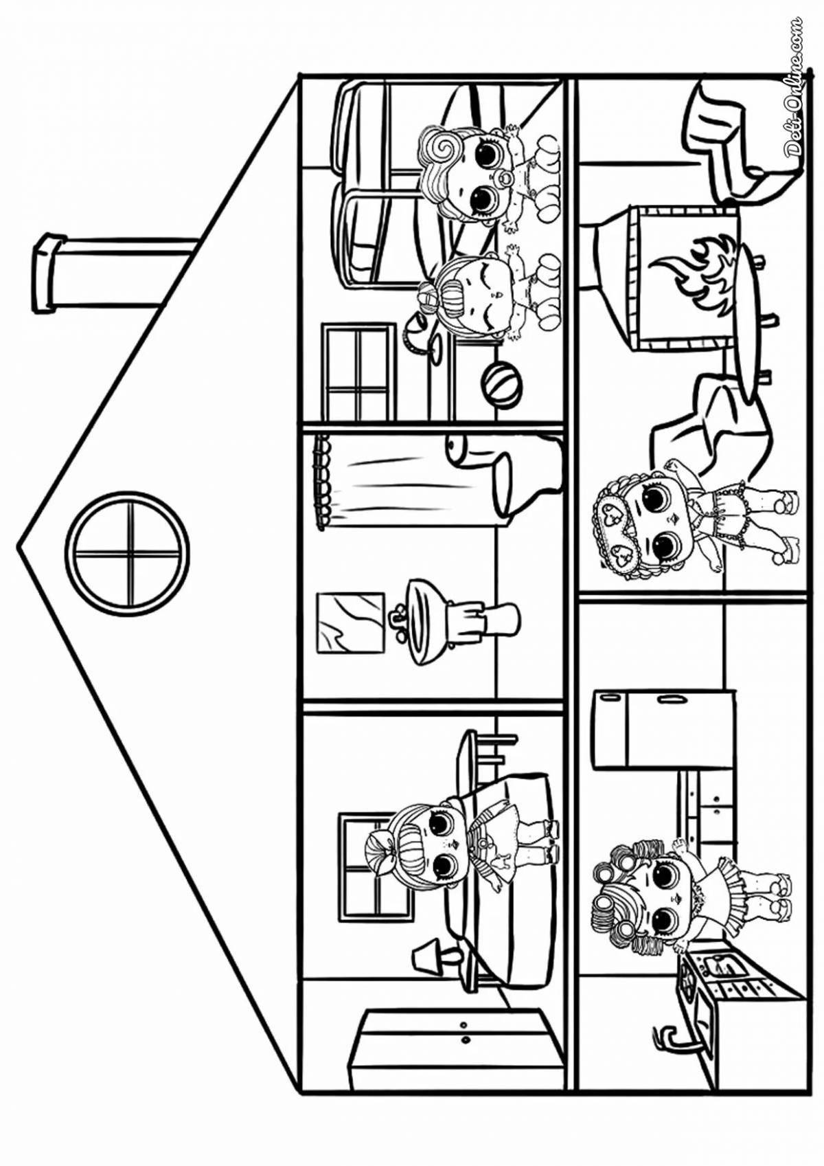 Colouring adorable lol doll house for girls