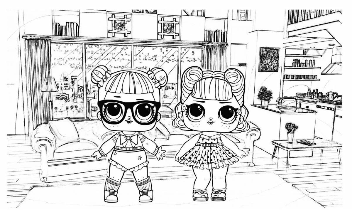 Playful lol dollhouse coloring page for girls