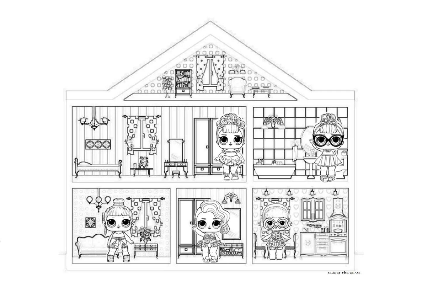 Coloring book lol holiday doll house for girls