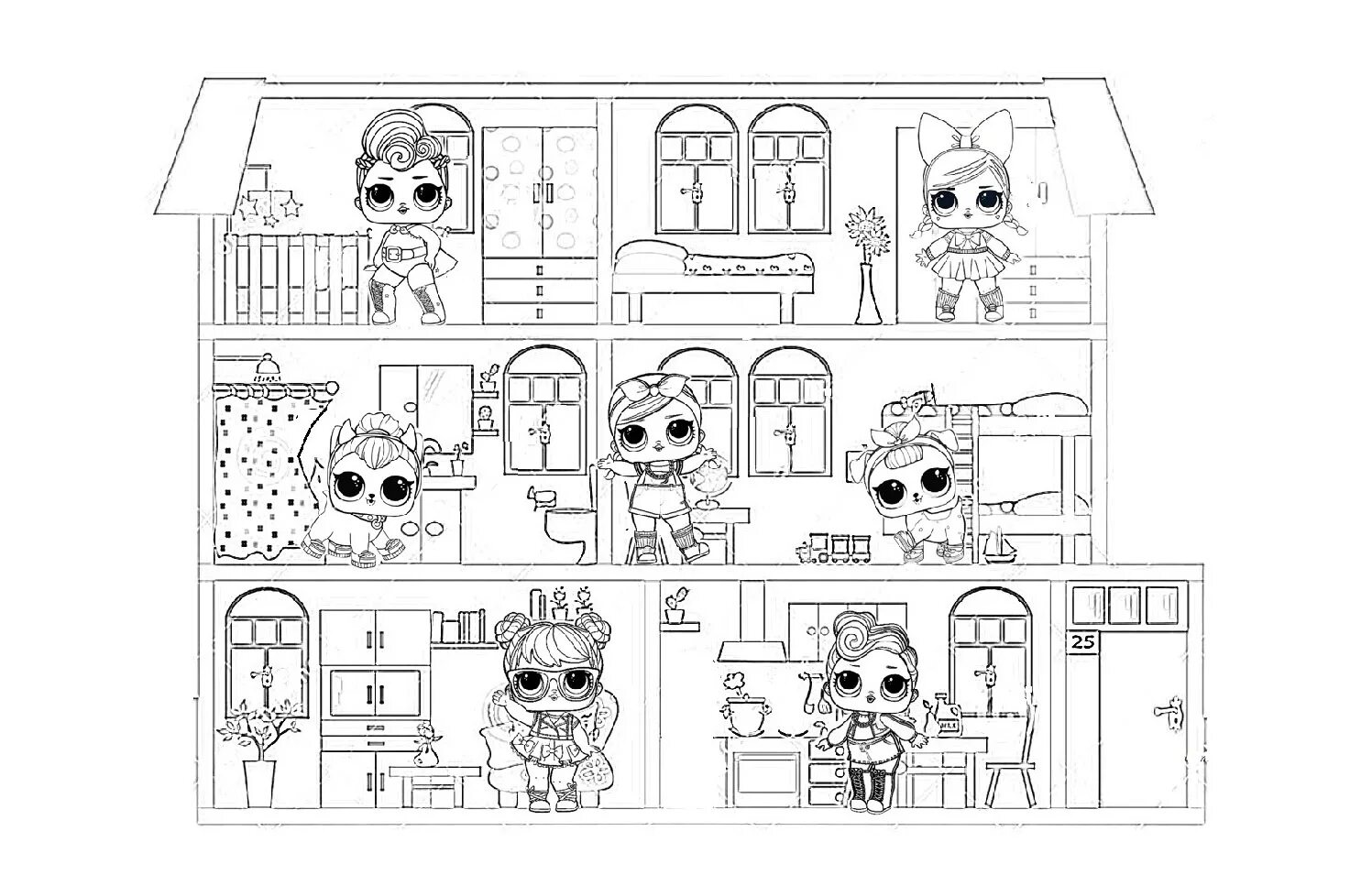 Coloring book magic doll house lol for girls