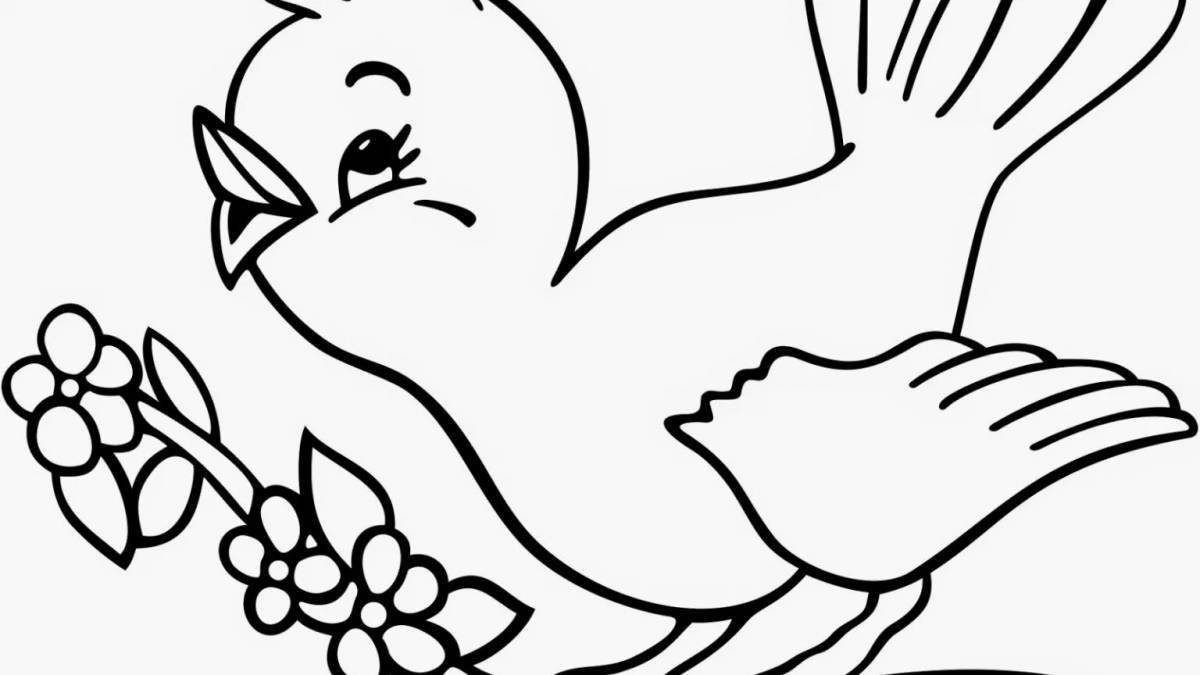 Coloring book joyful bird for preschoolers 2-3 years old