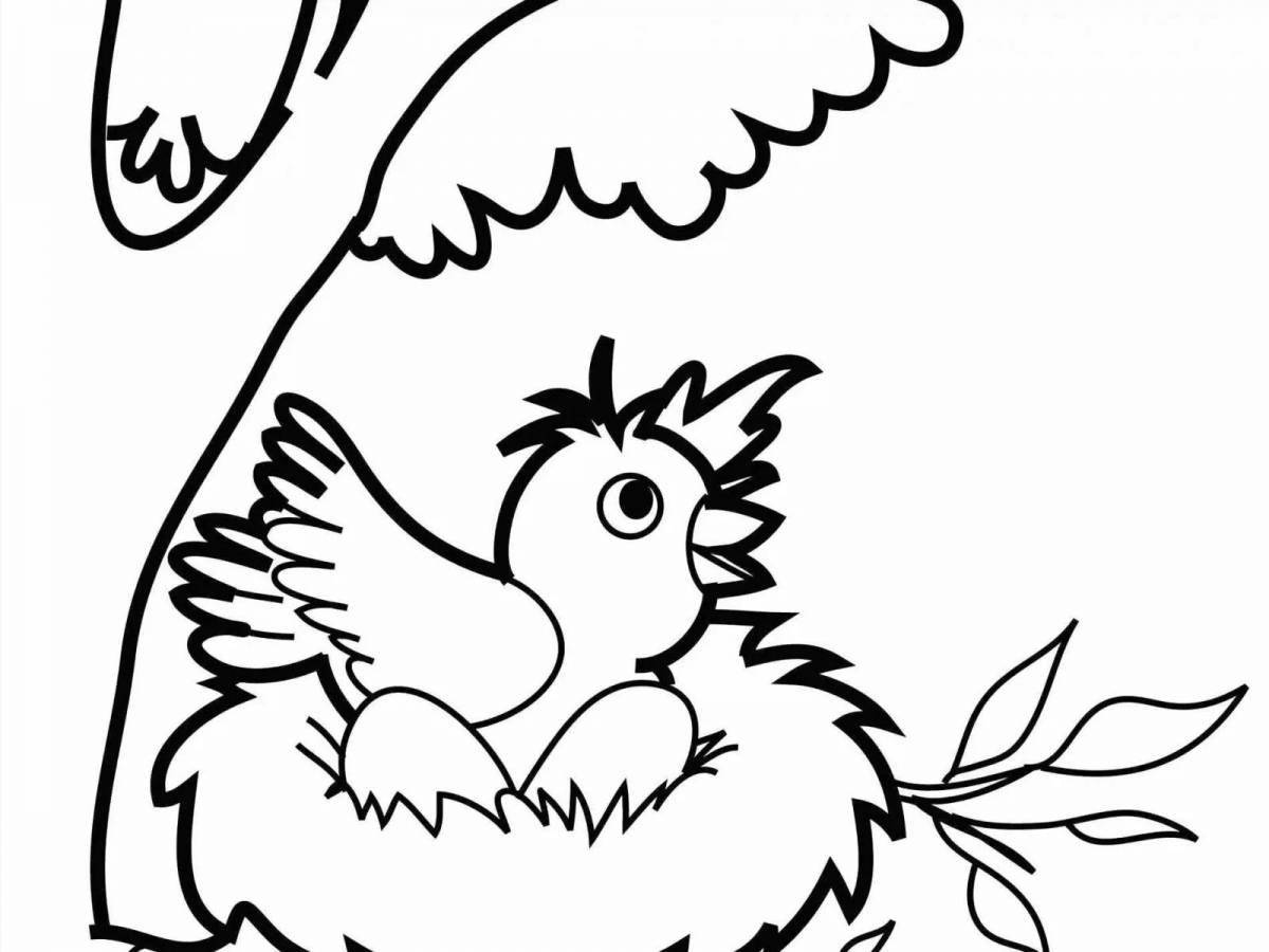 Великолепная страница раскраски птиц для детей 2-3 лет