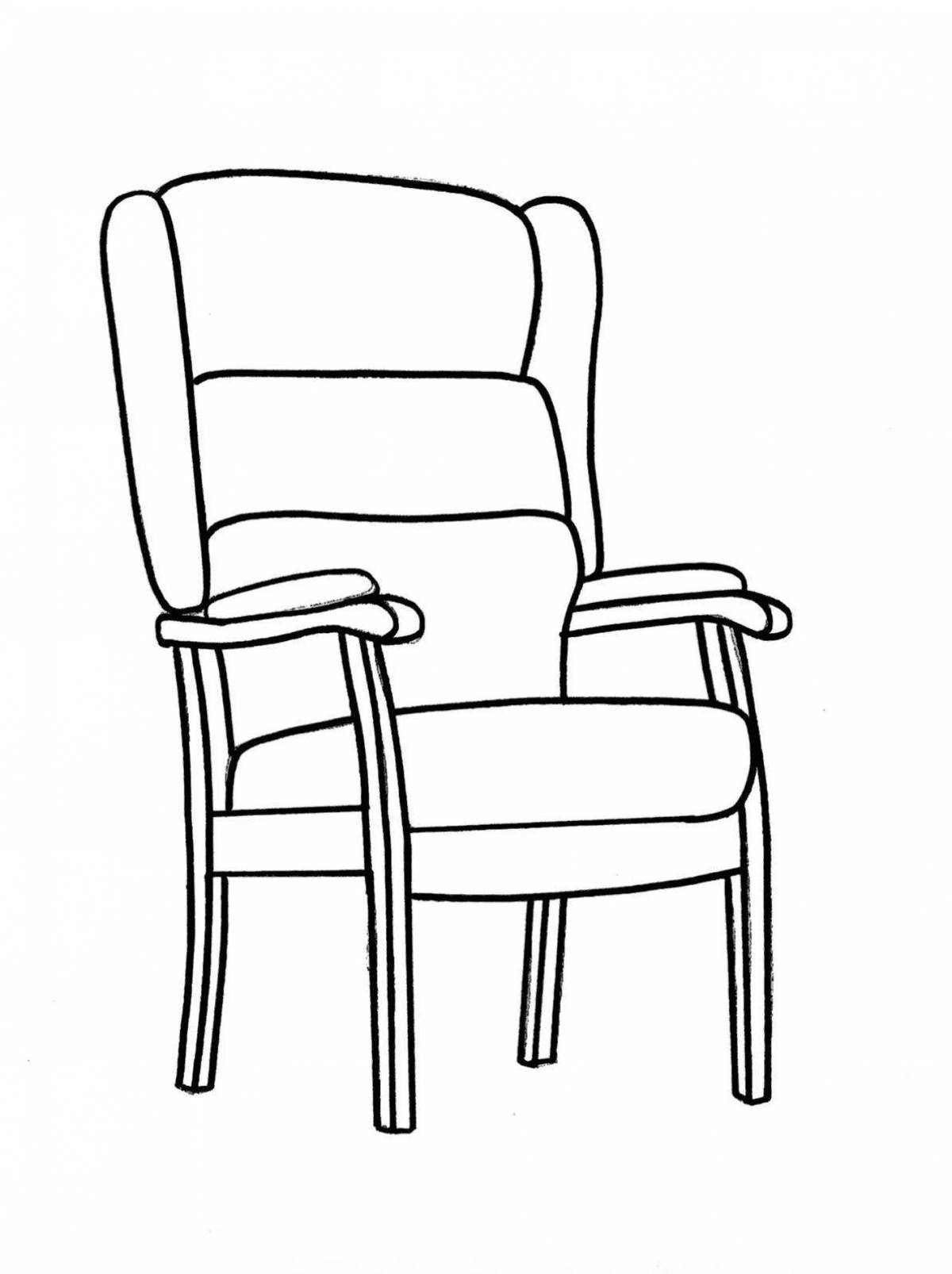 Playful coloring page of armchair for 4-5 year olds