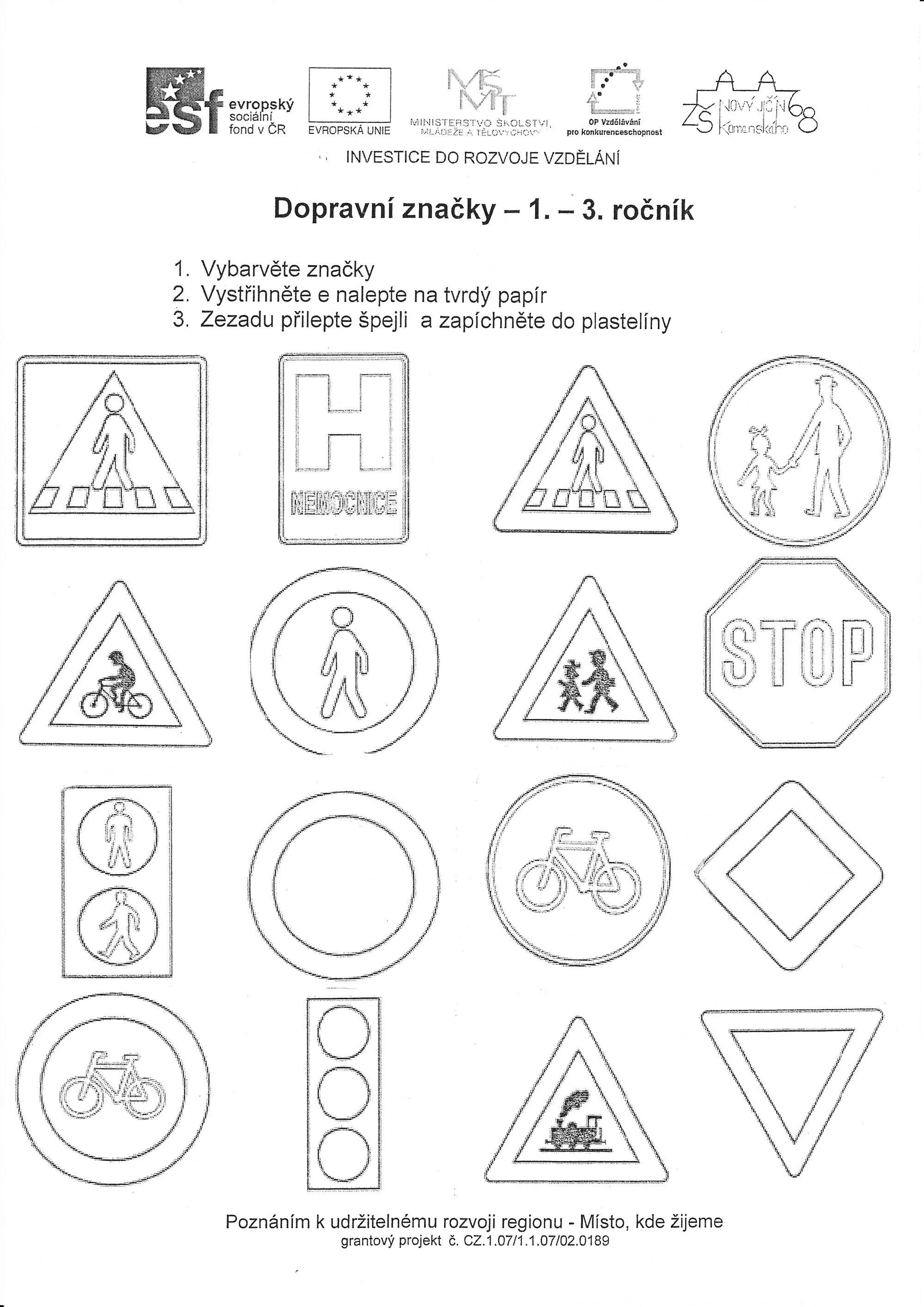 A fun road sign coloring book for kids with names and pictures