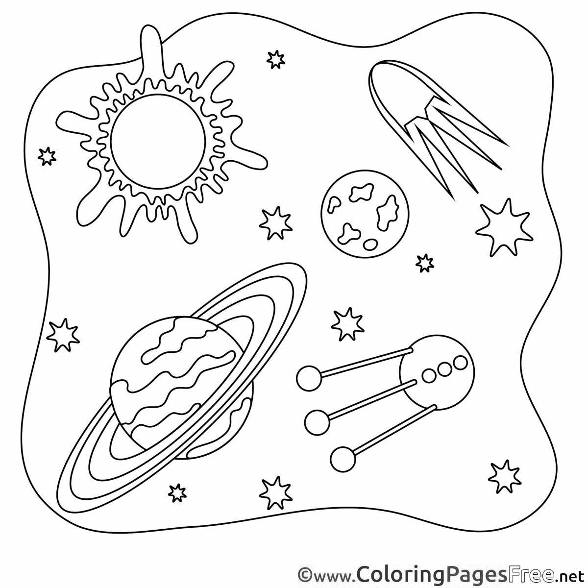 Glowing space coloring book for children 4-5 years old