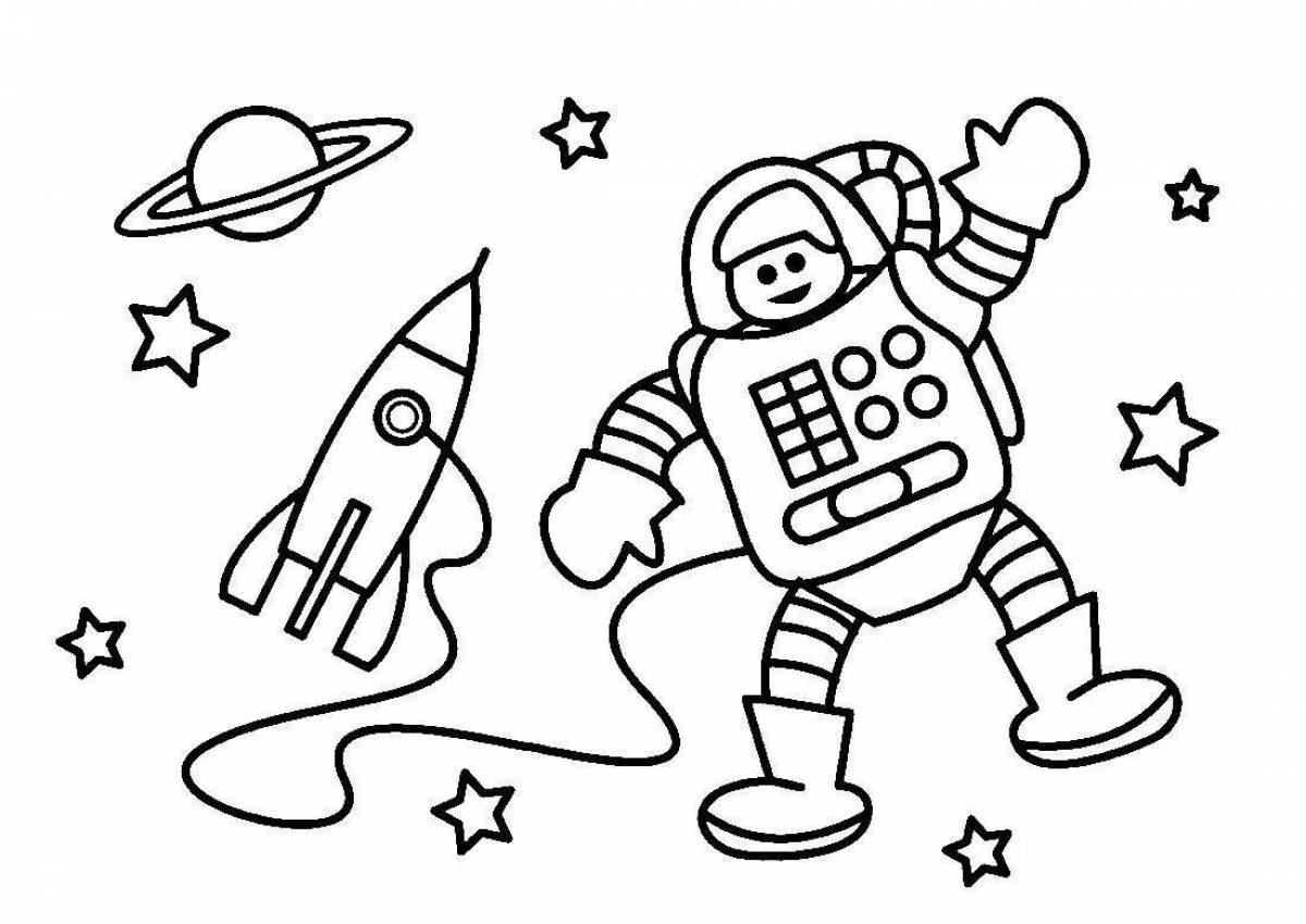 Coloring space from this world for children 4-5 years old
