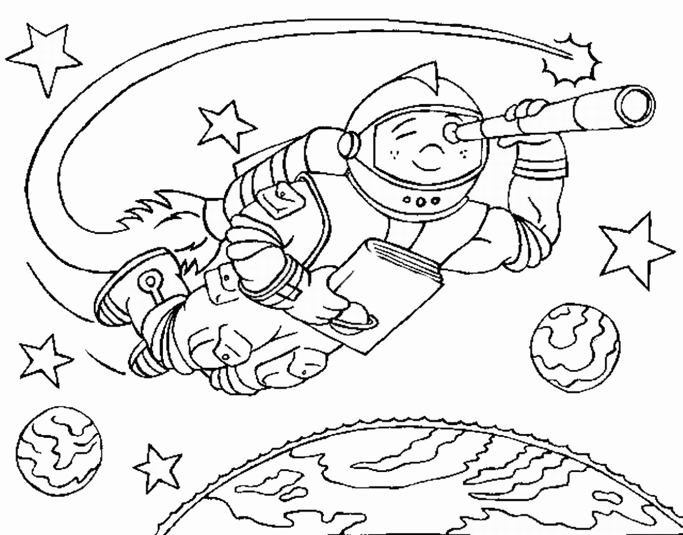 Coloring book incredible space adventure for children 4-5 years old