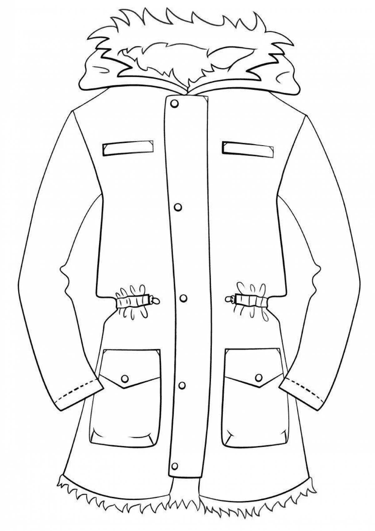 Coloring page stylish jacket for children 3-4 years old