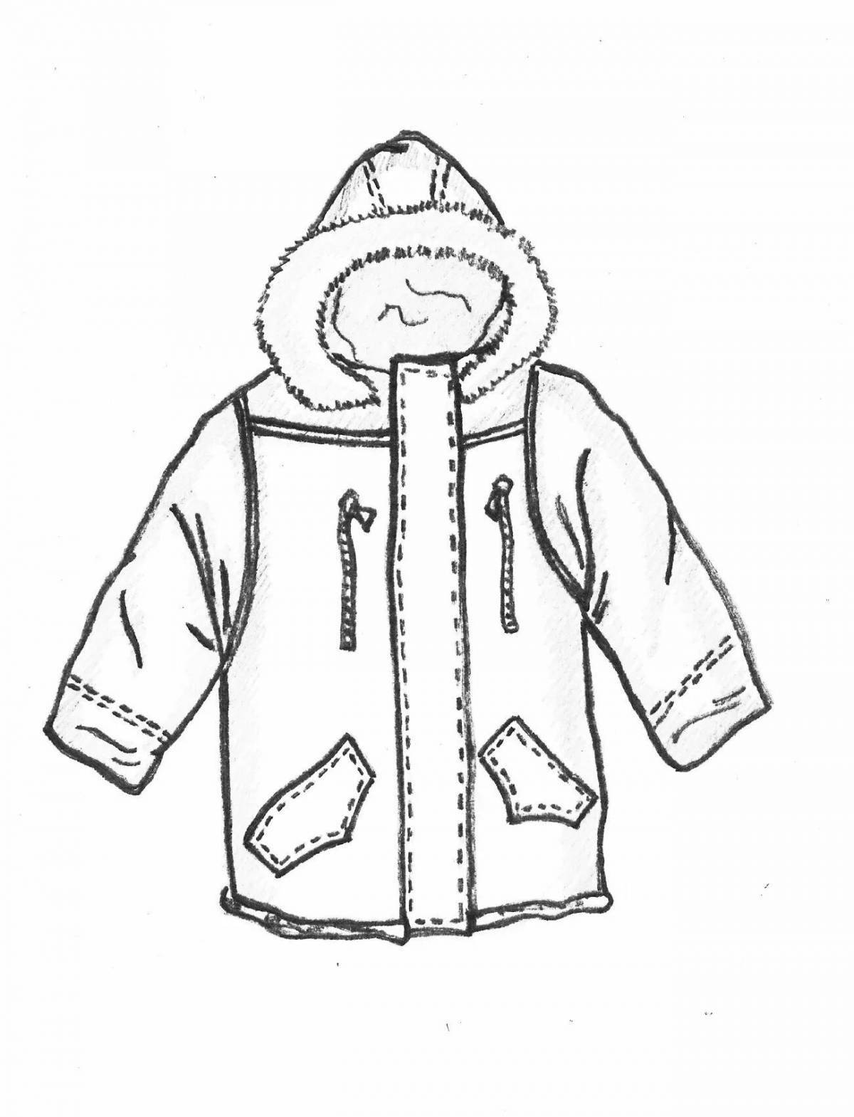Раскраска с модной курткой для детей 3-4 лет