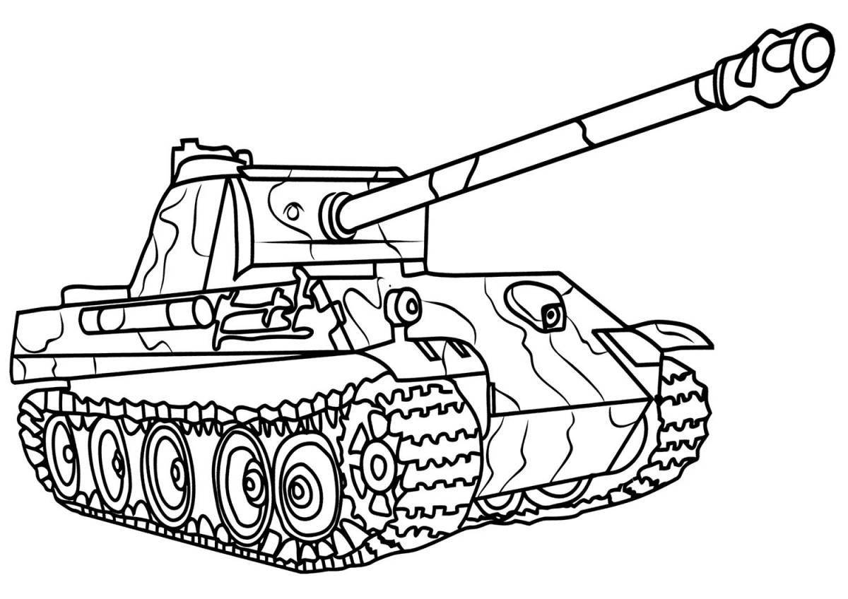 Увлекательная раскраска «мультяшный танк» для детей