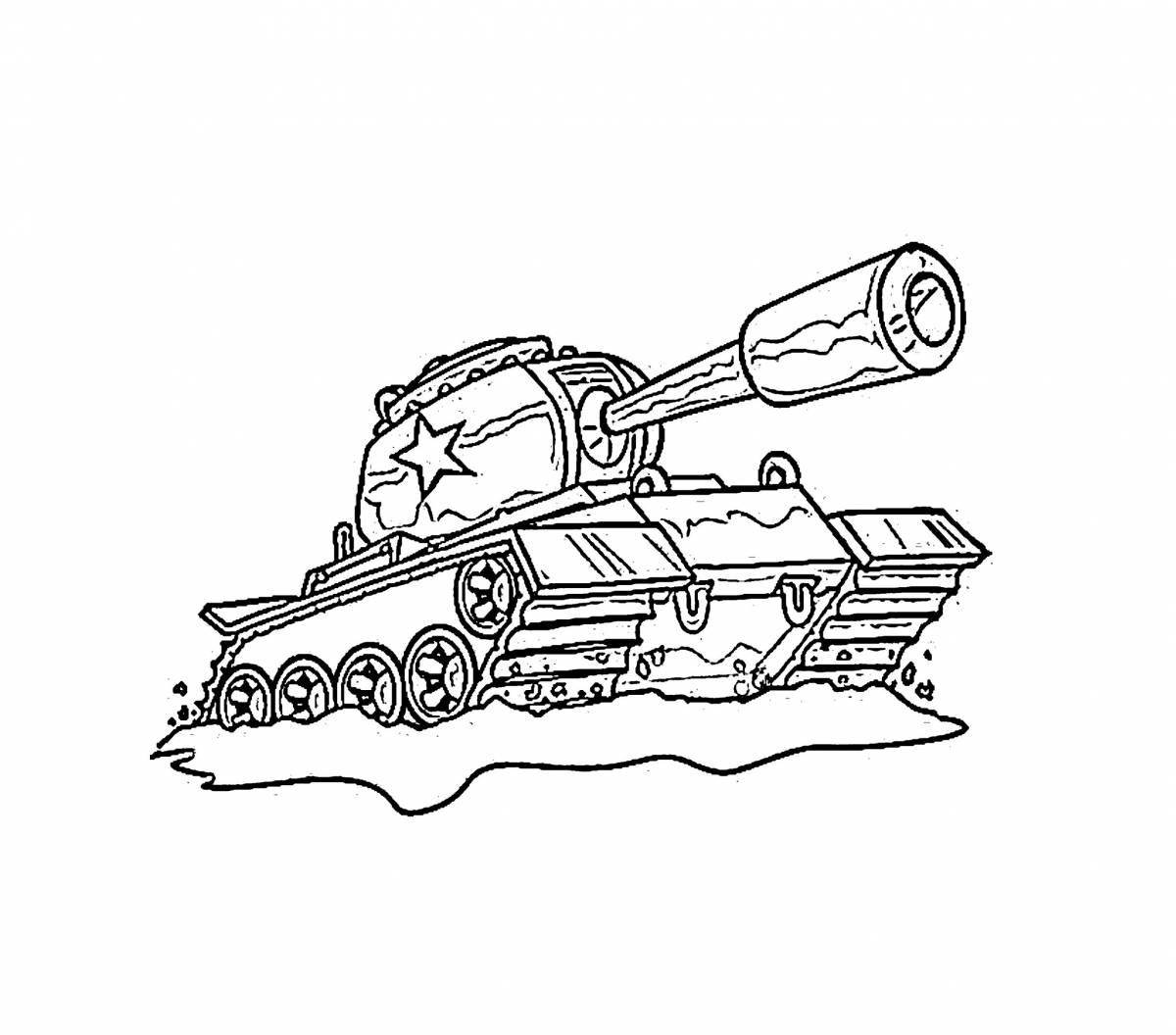 Раскраска гламурный мультяшный танк для детей