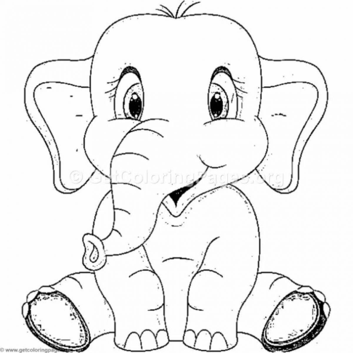 Colourful coloring elephant for children 3-4 years old