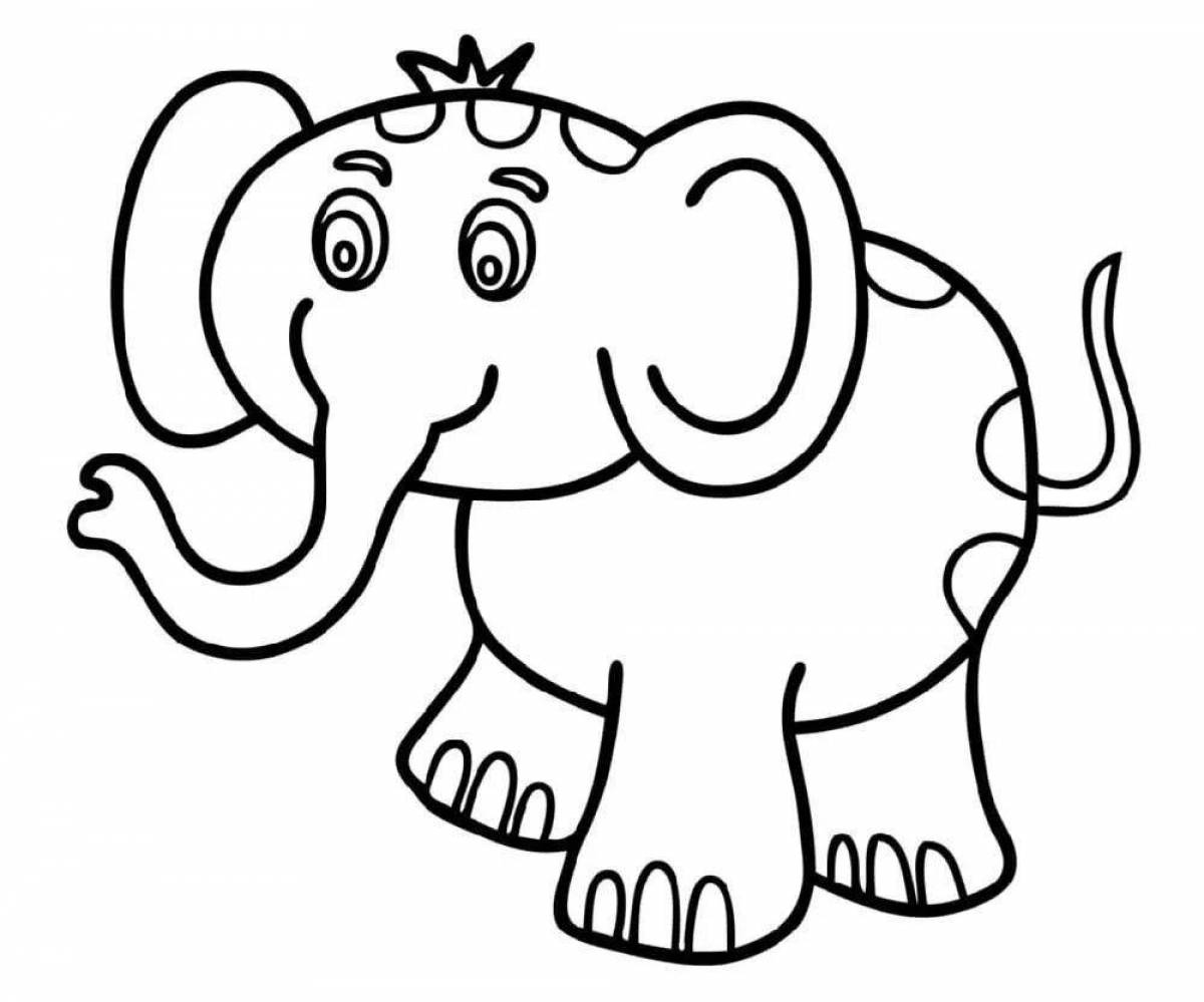 Elephant playful coloring book for 3-4 year olds