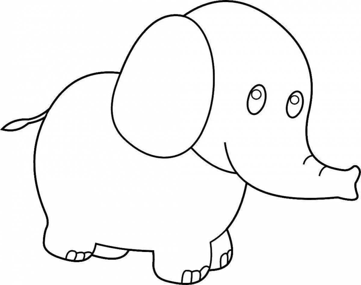 Coloring happy elephant for children 3-4 years old