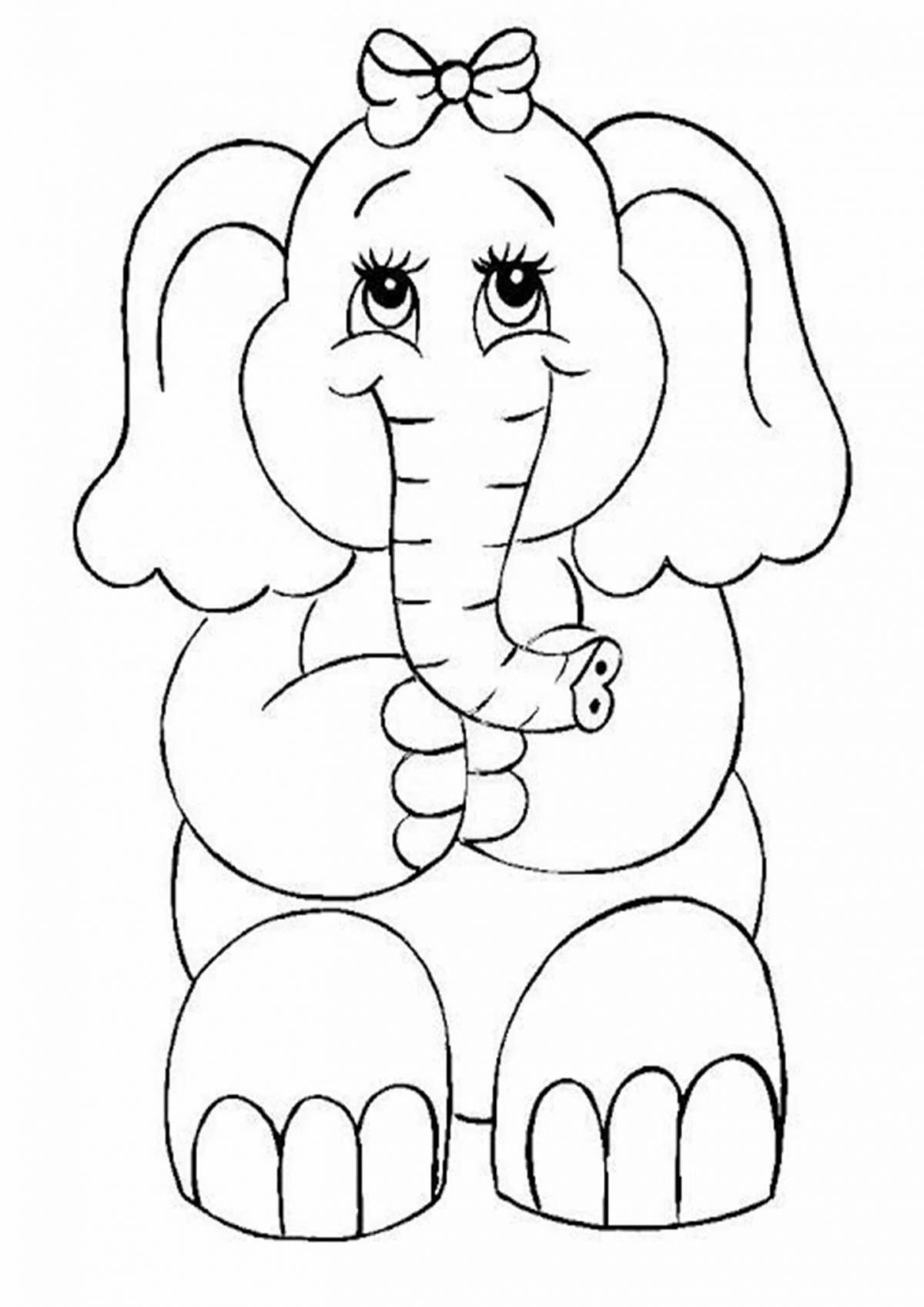 Adorable elephant coloring book for 3-4 year olds