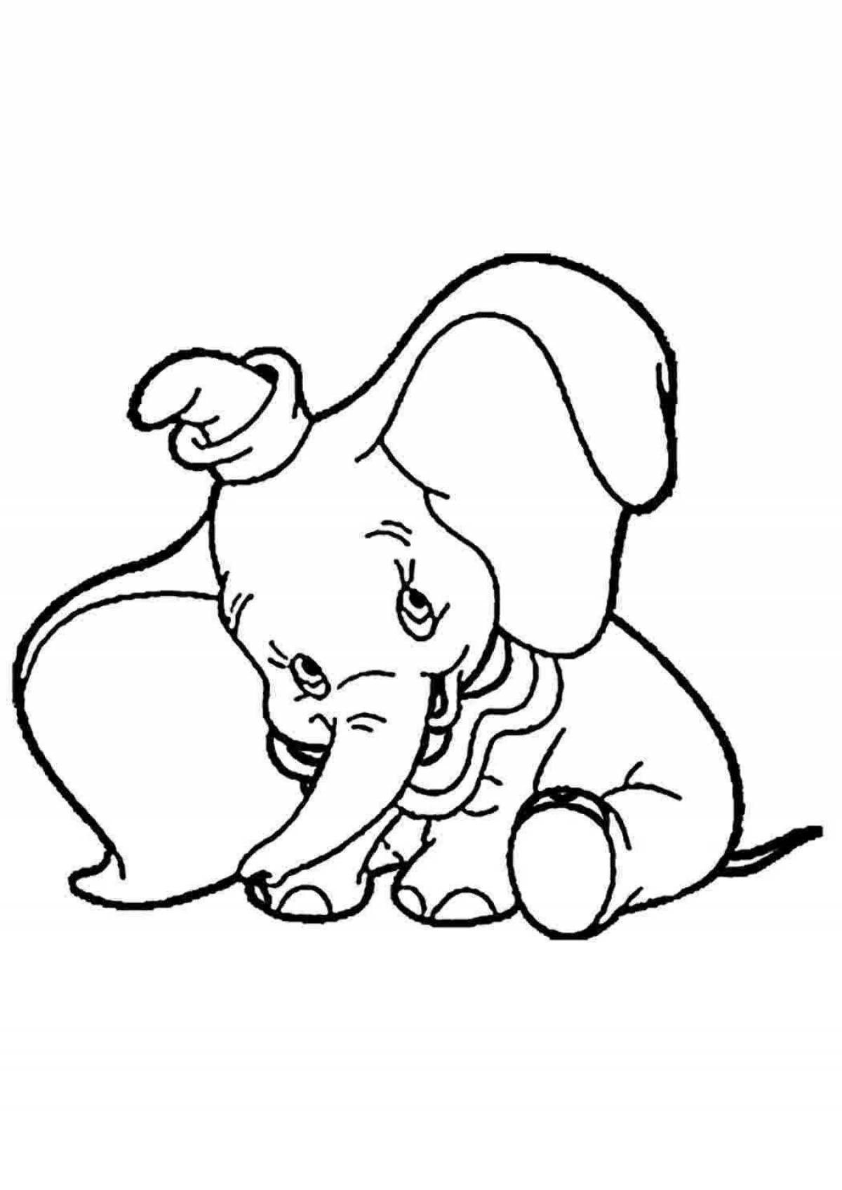 Funny elephant coloring book for 3-4 year olds