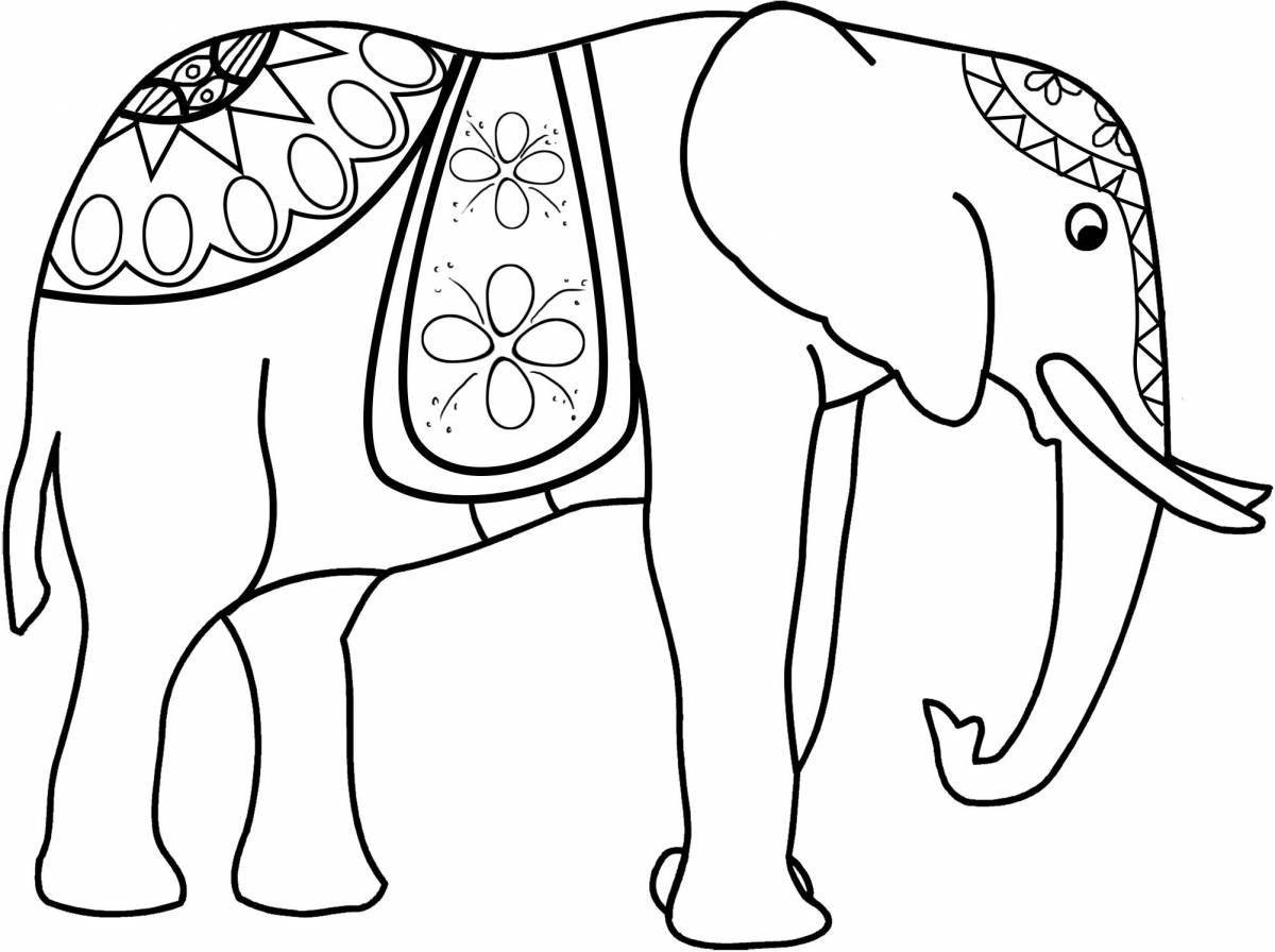 Courageous elephant coloring pages for 3-4 year olds