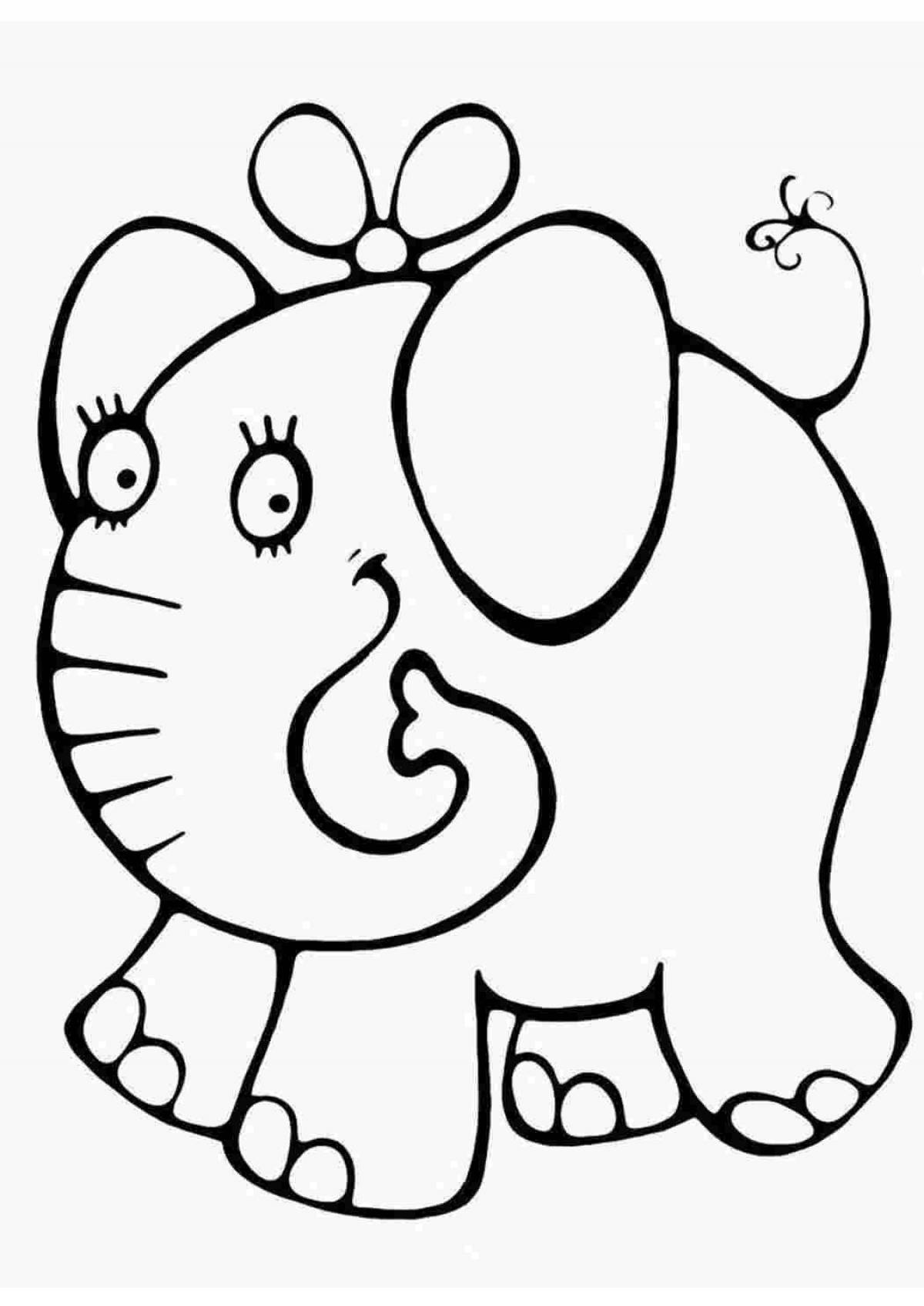 Colorful elephant coloring book for 3-4 year olds