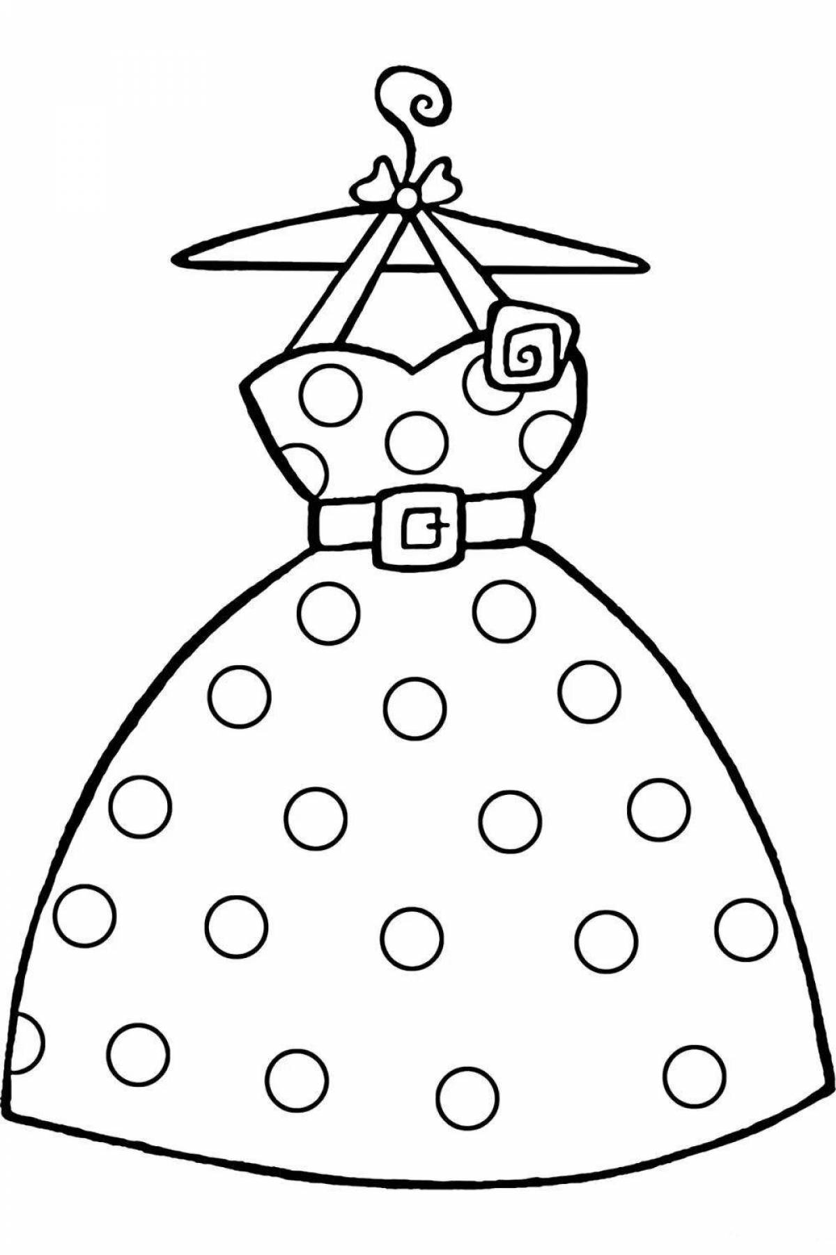 Floating dress coloring page for 5-6 year olds