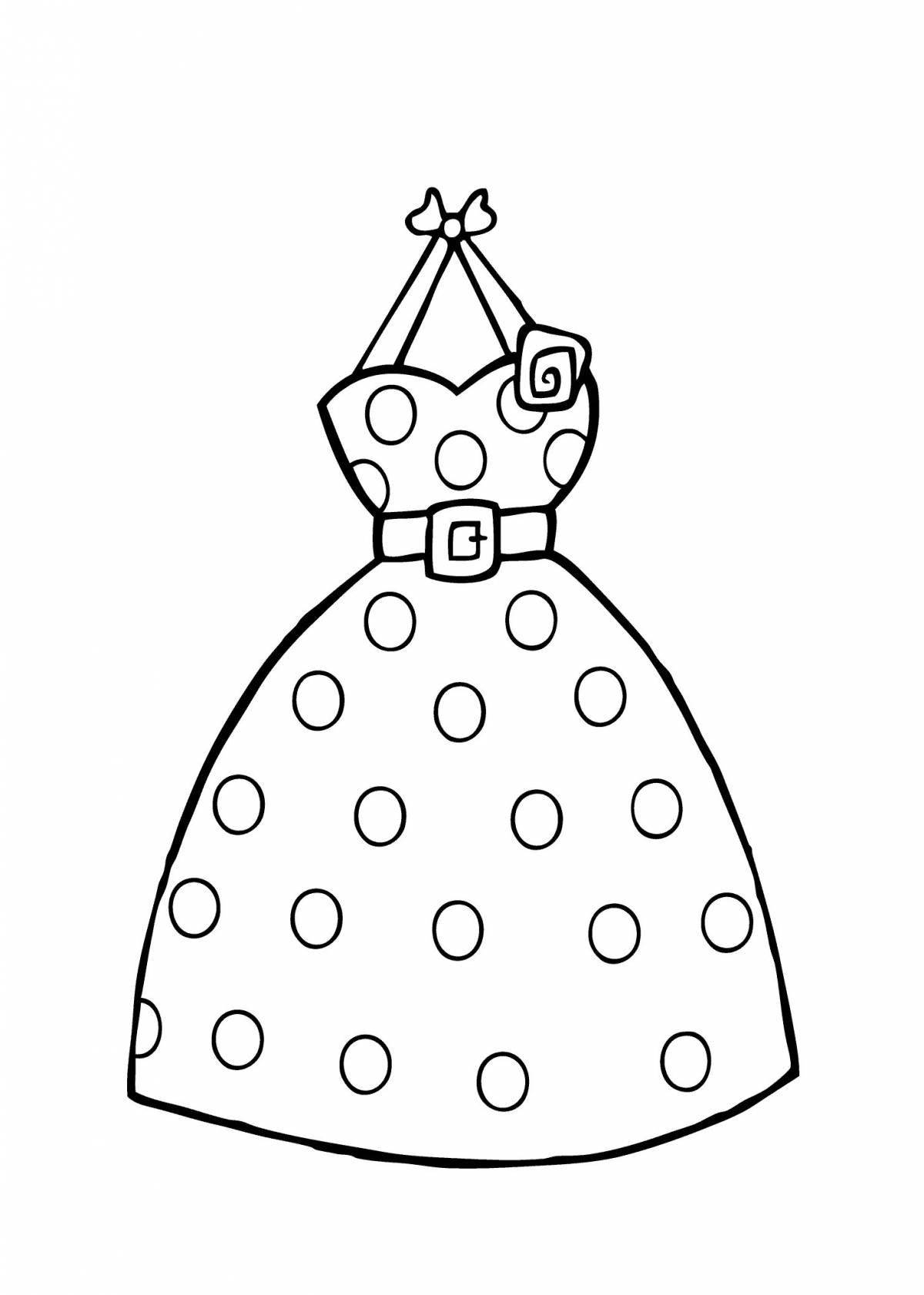 Glamorous dress coloring page for children 5-6 years old