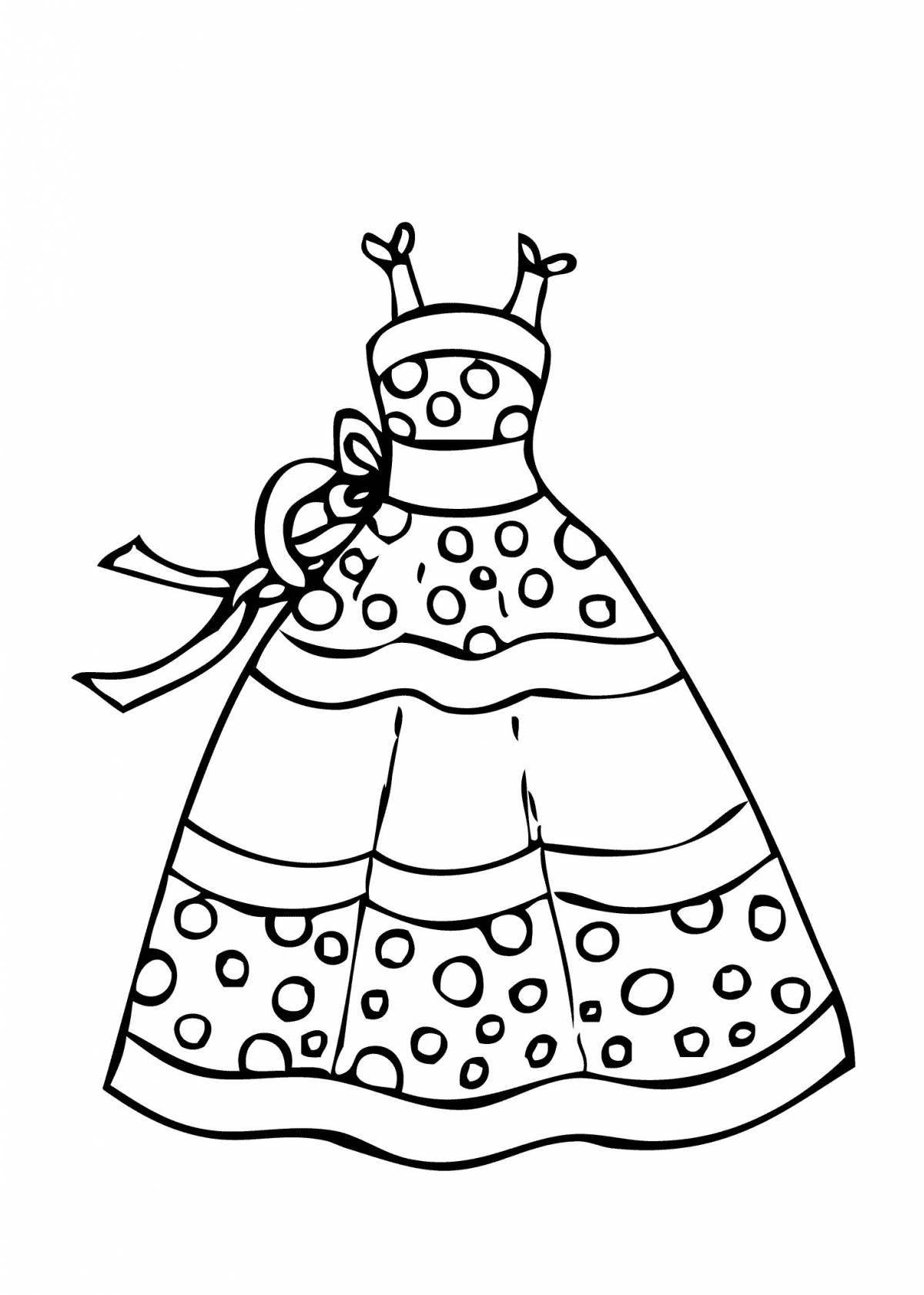 Раскраска нежное платье для детей 5-6 лет