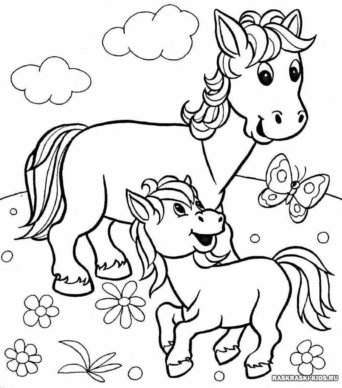 Sparkling coloring pages animals and their babies for kids