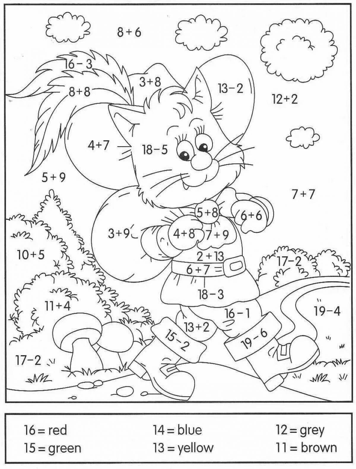 Bright examples of coloring pages for 2nd grade in mathematics