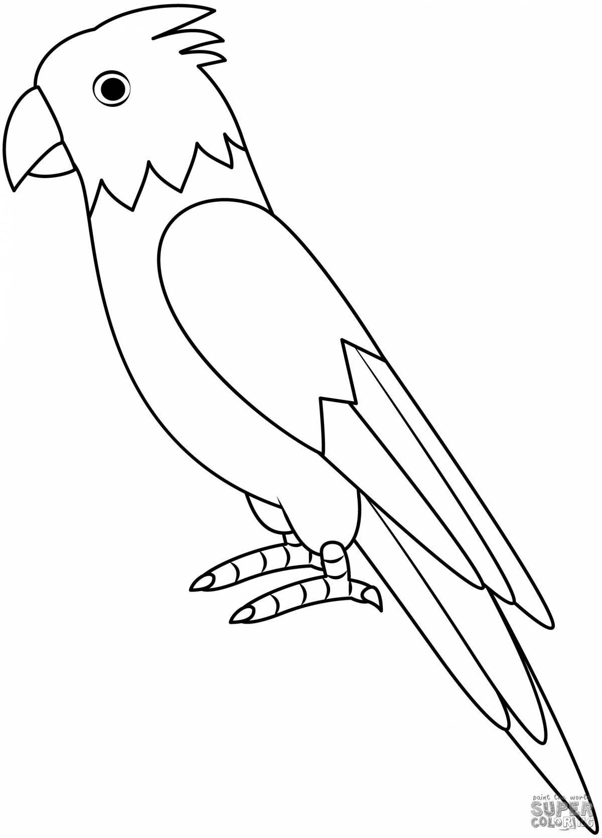 Coloring parrot for children 6-7 years old