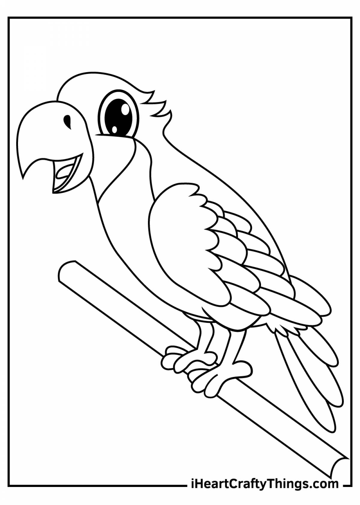 Coloring parrot for children 6-7 years old
