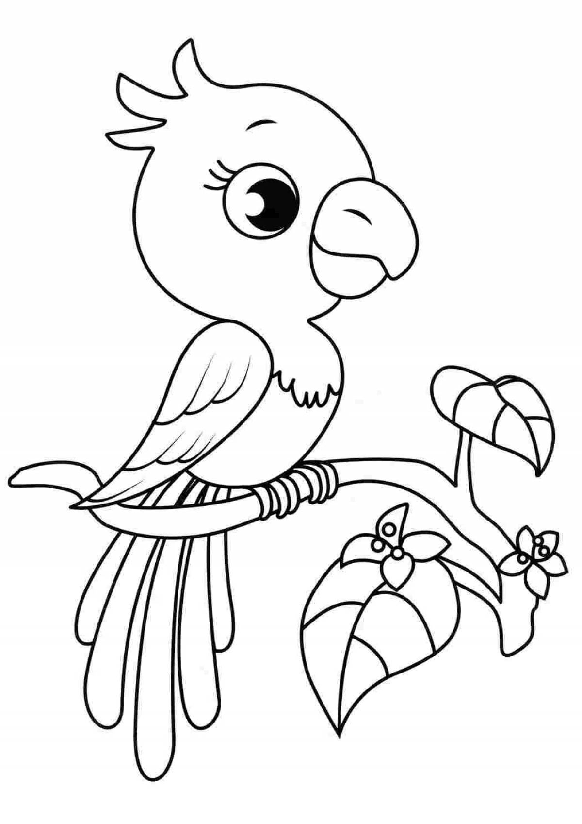 Замечательная раскраска попугай для детей 6-7 лет
