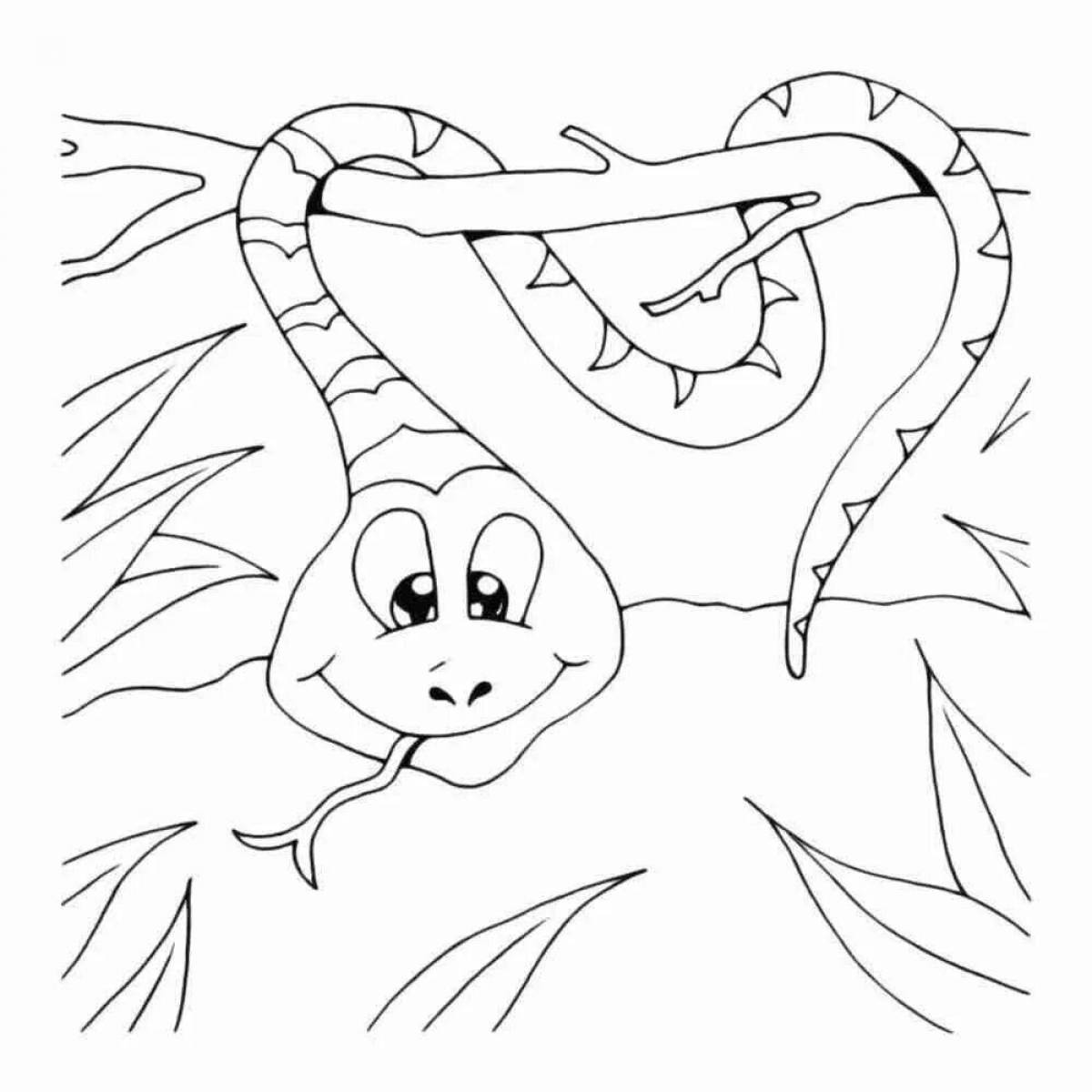 Красочная страница раскраски змей для детей 5-6 лет