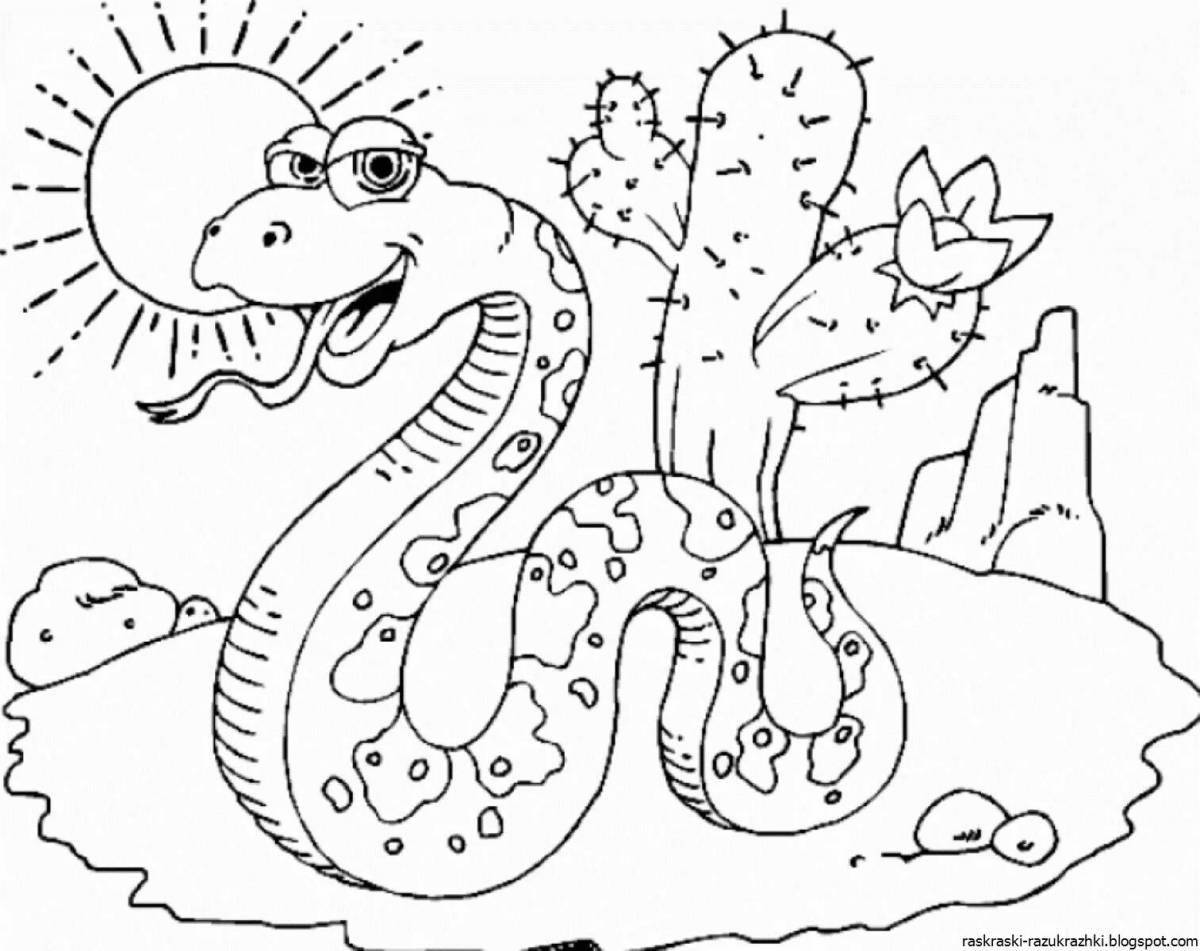Увлекательная раскраска змеи для детей 5-6 лет