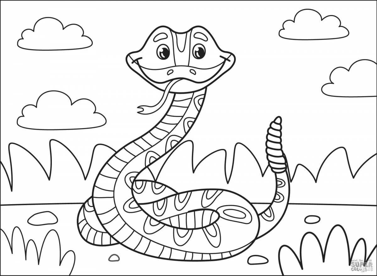 Раскраска радостная змея для детей 5-6 лет