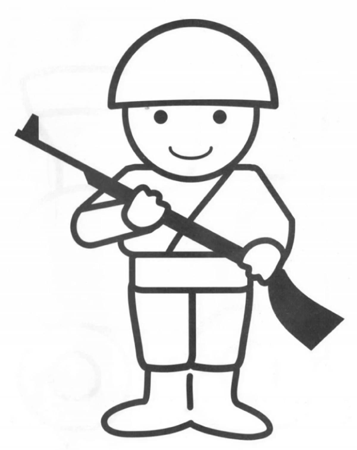 Увлекательная раскраска «солдат» для детей 3-4 лет