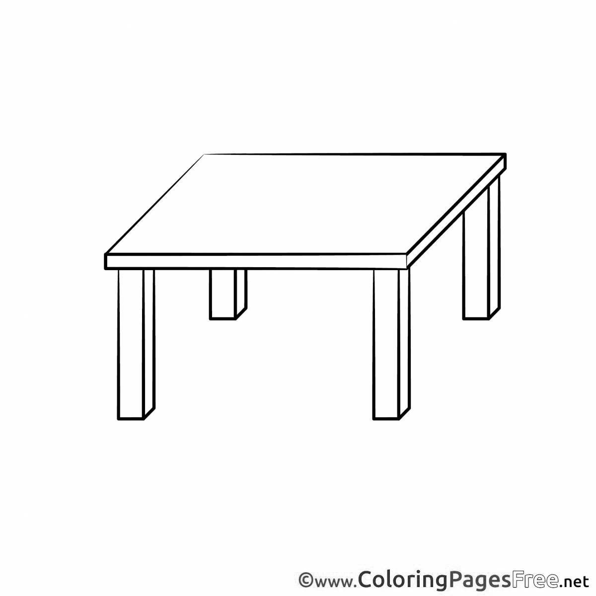 Color-crazy table coloring page for children 3-4 years old