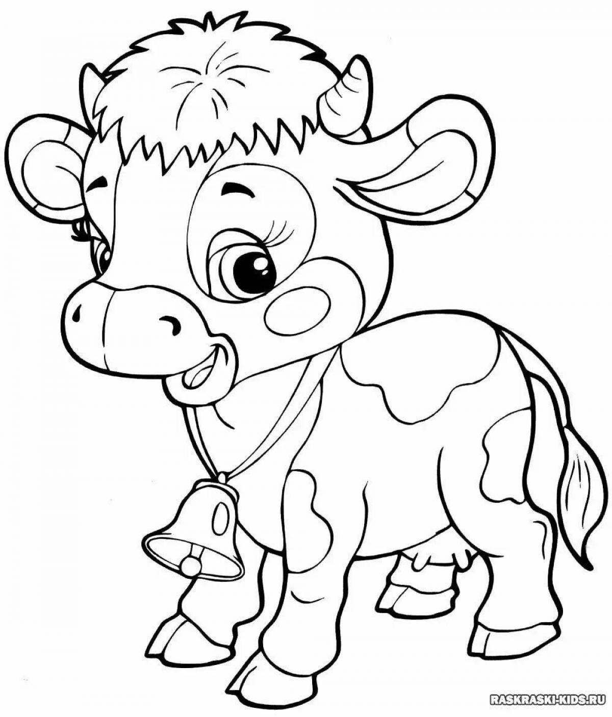 Юмористическая корова-раскраска для детей 4-5 лет