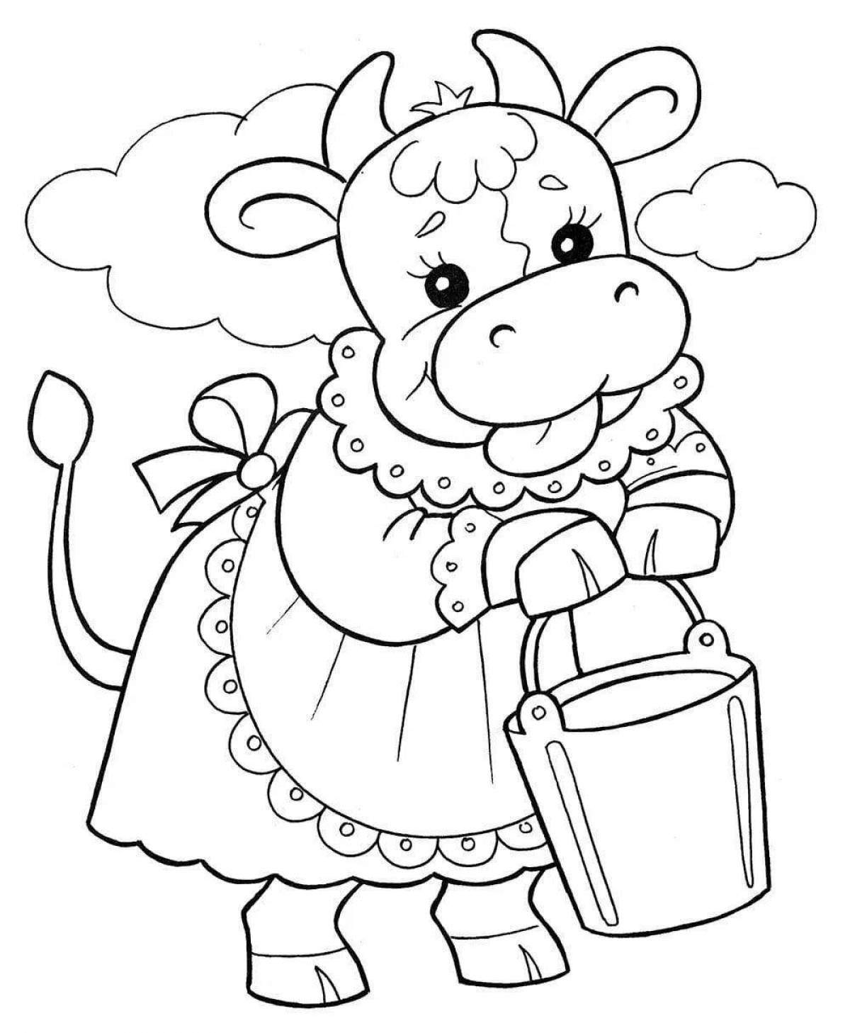 Live coloring cow for children 4-5 years old
