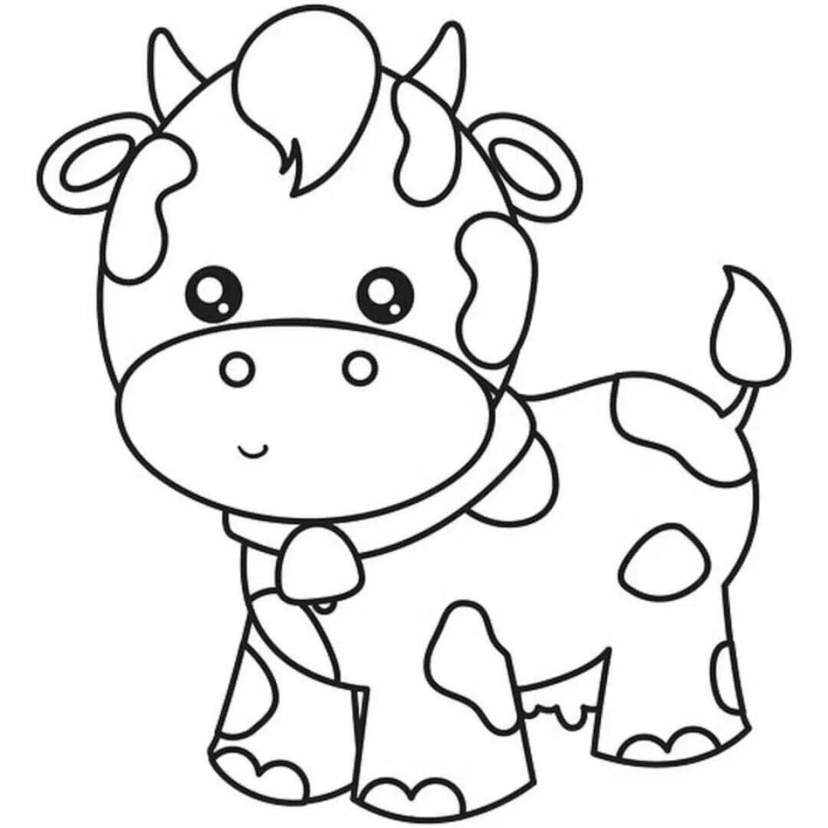 Раскраска игривая корова для детей 4-5 лет