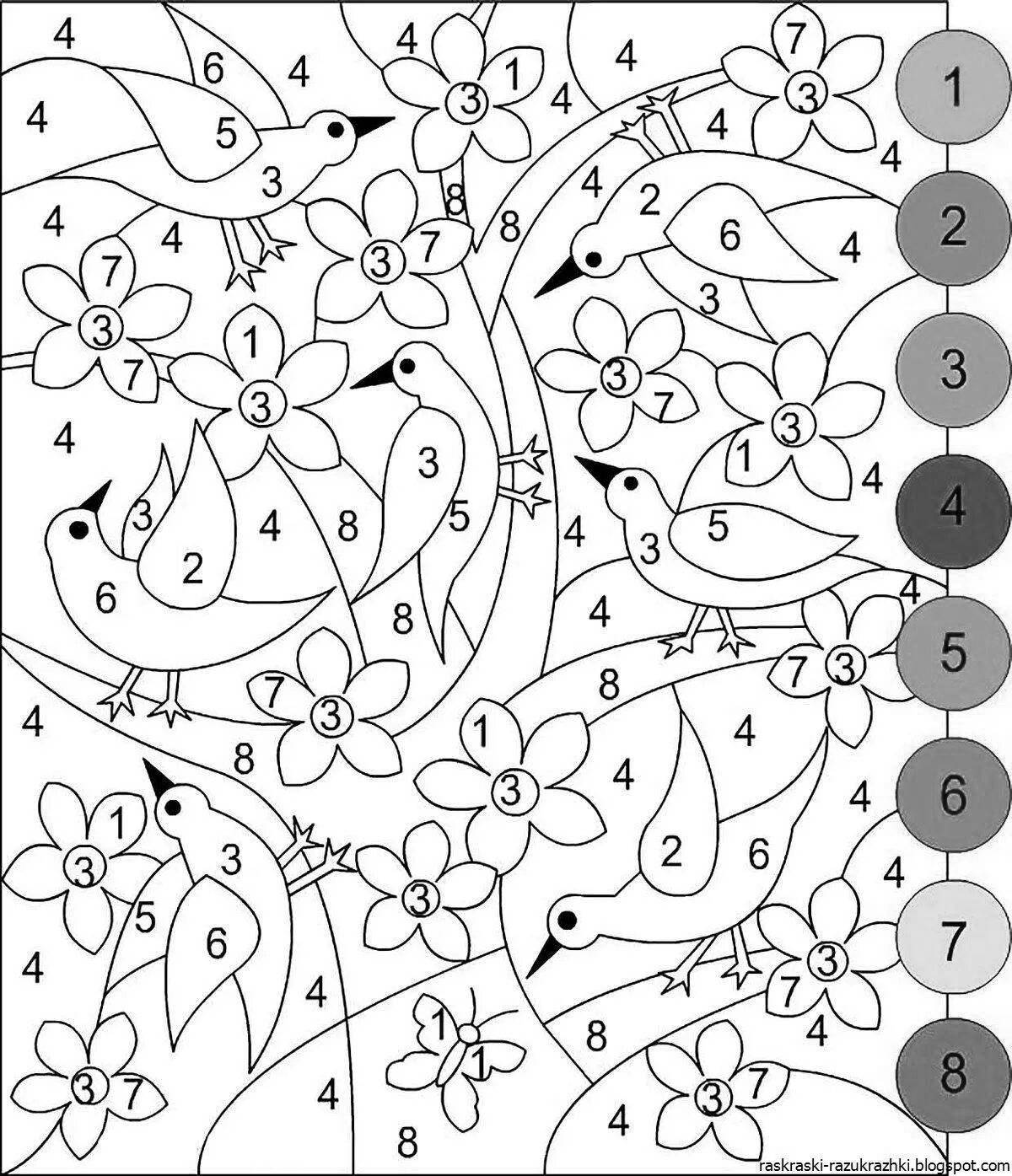 Великолепная раскраска по номерам для девочек 8 лет