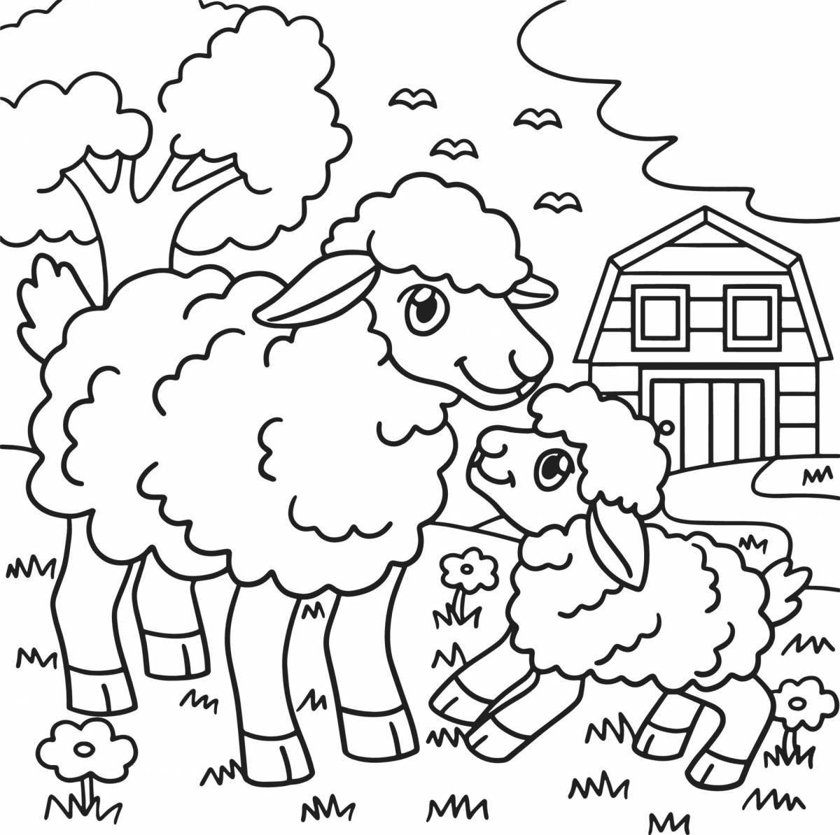 Яркая овечка-раскраска для детей 4-5 лет